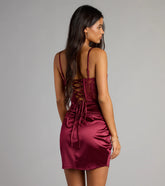 Hillary Satin Corset Lace-Up Mini Dress
